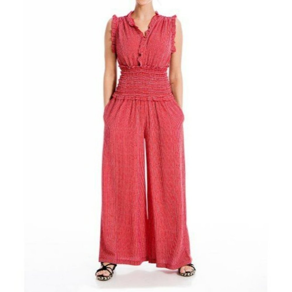 Max Studio Wide Leg Jumpsuit in Red and White sz M NWT